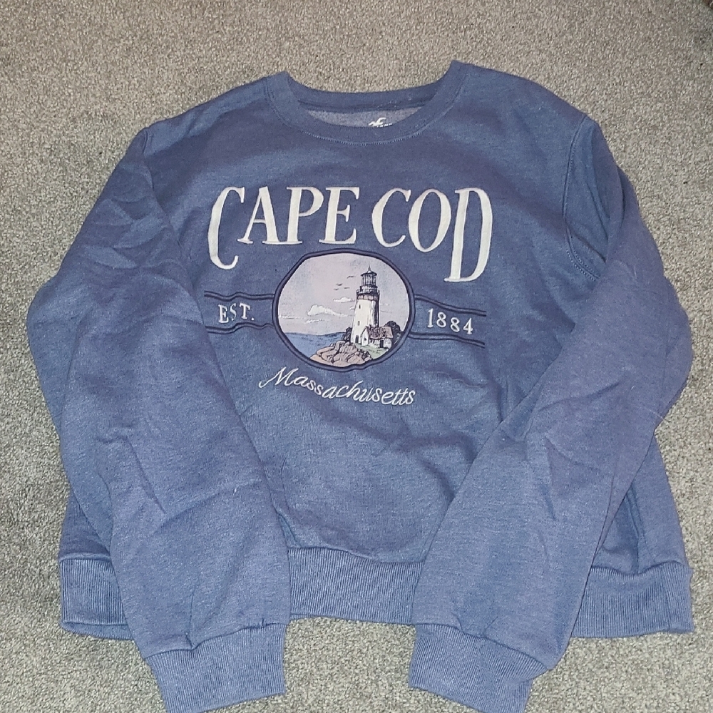 Hollister Ebroidered Cape Cod Blue Sweater